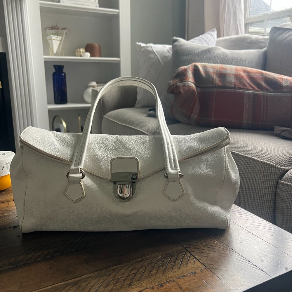 Authentic Vintage White Prada Vitello Daino Bianco Leather Bag BR2375